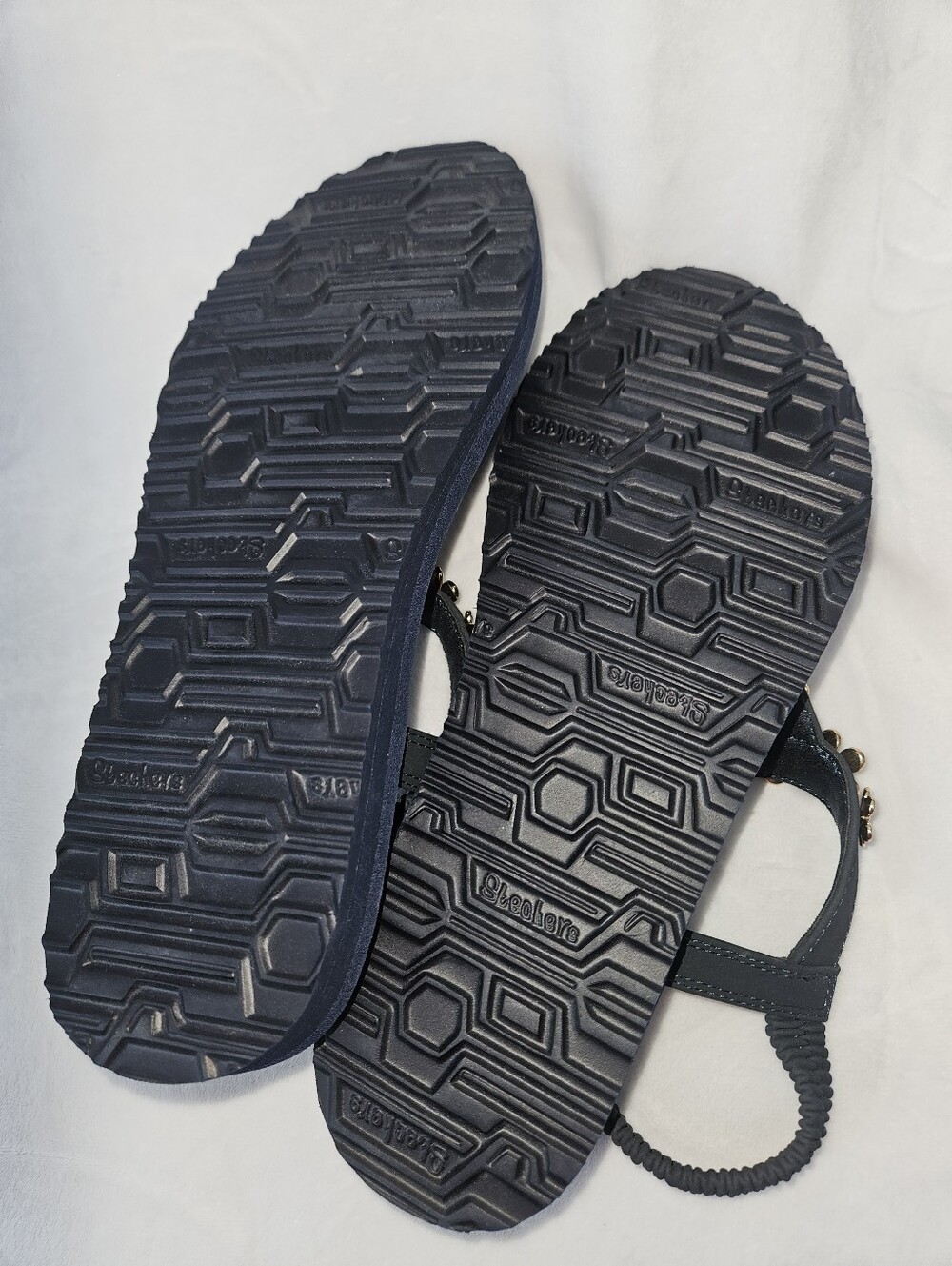 Skechers Black Floral T-Strap Sandals with Pastel Accents - Picture 3 of 5